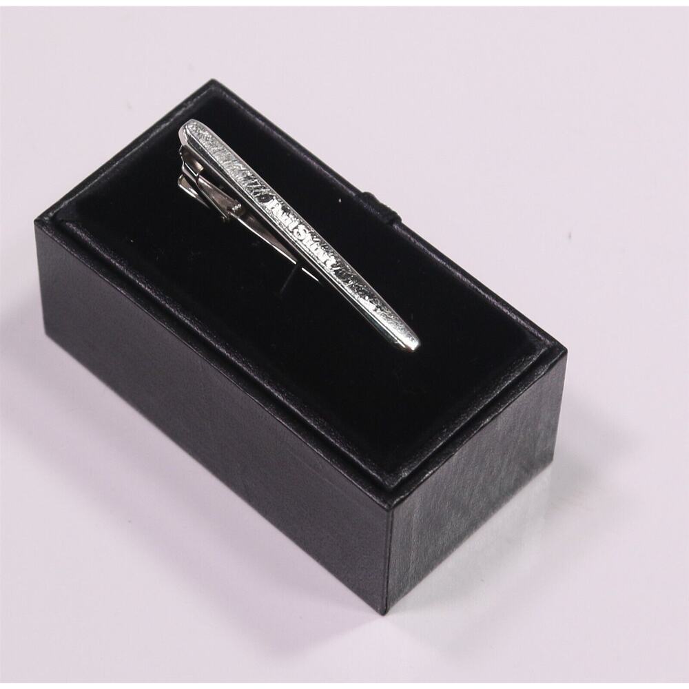 Paul Stuart Silver Stainless Steel Logo Tie Clip Bar New in Box